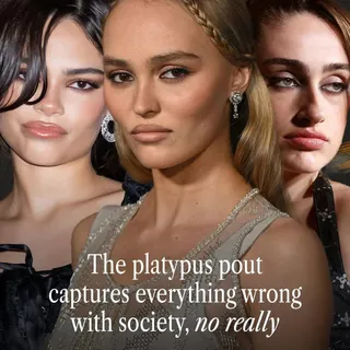 From Lily-Rose Depp to Rachel Sennott, the 'platypus pout' is to Gen-Z what the duck face was to millennials. It’s grumpy, it’s dead-eyed, and it shows total detachment and disinterest. It’s the ultim