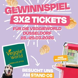 Gewinnspiel 💚🍿
Na, wie wär’s mit einem Date auf der @officialveggieworld in Düsseldorf? 🍀
Wir verlosen 3x2 Tickets und sind natürlich auch selbst dabei, das bedeutet:
Du kannst unsere neuen Produkte e