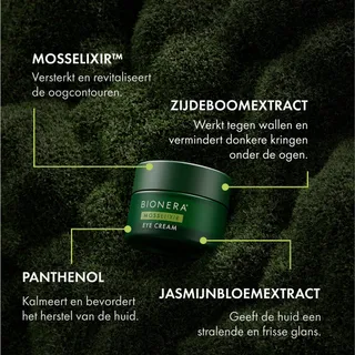 Een blik zegt meer dan duizend woorden. ✨

Onze MossElixir™ Eye Cream verzorgt, kalmeert en laat je oogcontouren er zichtbaar frisser uitzien.

#BioneraBeauty #MossElixir #Oogverzorging #GlowingSkin #