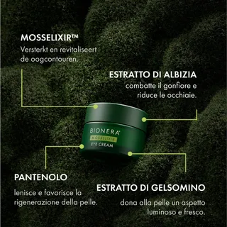 Uno sguardo vale più di mille parole. ✨

La nostra MossElixir™ Eye Cream nutre, lenisce e dona al contorno occhi un aspetto visibilmente più fresco.

#BioneraBeauty #MossElixir #ContornoOcchi #Glowing
