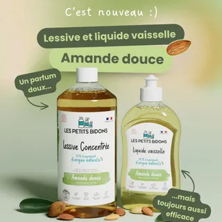 Notre toute nouvelle gamme Amande douce est enfin là. 🤗

Une nouvelle lessive et un liquide vaisselle ! 

Toujours aussi efficaces, toujours aussi naturels… mais avec cette touche de douceur qui nous 