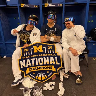 Michigan are the NCAA National Champions. 🔥🏀 〽️
.
@roddyg_23 Rocking our Michigan Navy Suede Clogs 〽️🫐