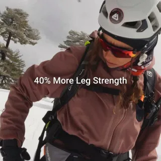 Hypershell, tested with ski touring and splitboarding; effective both uphill and downhill, no discomfort, just support.

To keep up with fitter friends without slowing the group down, a reliable ally 