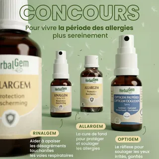 CONCOURS 🤧

Vous souffrez d’allergies saisonnières et vous voulez soulager vos symptômes de manière naturelle ?

C’est le moment de tenter votre chance !

À gagner : des solutions naturelles ALLARGEM,
