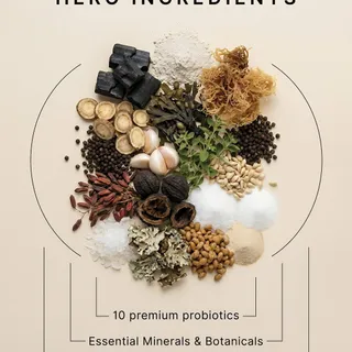 Every ingredient has a purpose.
From plant-based botanicals to essential minerals and 10 premium probiotics. Healer Labs London Probiotic+Prebiotic formula is designed for balance, from within.
