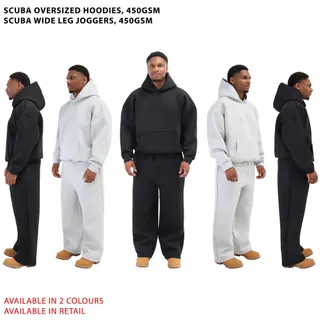 Scuba Oversized Hoodies and Scuba Wide Leg Joggers, 450GSM
Available for Retail, in 2 colours. 
Perfect for Customising
#luxuryblanks #scubatracksuit #blankclothing #premiumblanks