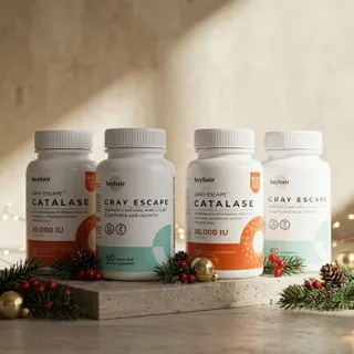 The gift that keeps on giving. 🎁✨⁠
⁠
This holiday season, give yourself (or someone special) the science of youthful hair. Gray Escape™ + Catalase — your power duo for naturally vibrant locks.⁠
.⁠
#he