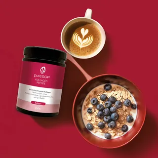 pureSGP Kollagen Peptide - Einfach täglich in Kaffee, Tee, Wasser, Shakes, Smoothies oder Suppen einrühren. 🥣☕️