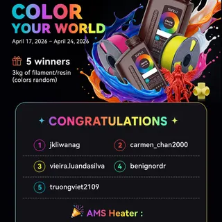 🎉 CONGRATULATIONS TO ALL OUR WINNERS! 🎉

Huge shoutout to every lucky winner from Color Your World!
Please check out your prizes below 👇

🎁 1kg Filament/Resin*3 (random colors):
@jkliwanag 
@carmen_ch