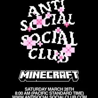 Minecraft X ASSC: Capsule 2
Worldwide Release Online

Saturday 3/28: 
antisocialsocialclub.com 8AM PST

Sunday 3/29: 
antisocialsocialclub.jp 1AM JST