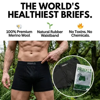 Say hello to PRIMALS Merino Wool Boxer Briefs 🐑 - the world’s healthiest briefs, built for men who move.

No polyester, no spandex, no toxic waistbands - just pure performance powered by nature.

Why 