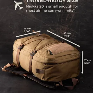 Niukka 20L - travel-ready size

The Niukka 20L is a sure bet for most travel needs. The clean and compact form factor and dimensions meet most, if not all, airlines carry-on luggage size requirements.