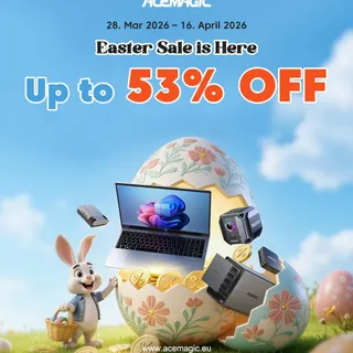 Easter deals have landed! 🐰💛
Refresh your setup with ACEMAGIC’s Easter Sale — up to 53% OFF on Laptops and Mini PCs.
New season, new power, new possibilities 🐣🖥️💻

🛒 Use Discount code ACEFAN3 👉 Only a