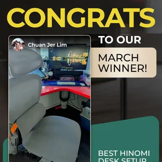 Celebrating our March Winner 🎉

Congratulations to Mr. Chuan Jer Lim for winning our Best Hinomi Desk Setup campaign! Big shoutout to everyone who joined, and your desk setup could be next! Enter now 