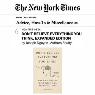 ‘Don’t Believe Everything You Think’ is now officially a New York Times Bestseller 📖🎉

If you would like a signed copy of the hardcover expanded edition, it is now available for a limited time in your