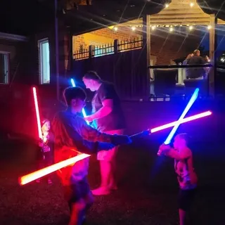 This is what it's all about! Sharing what we love ❤️. These younglings are strong in the Force but have much training left. Yoda approves!

#lightsaber #saber #dueling #theforce #training #padawan #pa