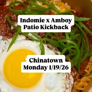 We took a classic noodle dish and made it AMBOY. 🍜🔥
Chili Cheese Indomie: cheese sauce + chili + aged cheddar + egg + scallions.

🎉 Join us for the Patio Kickback!
📍 Amboy Chinatown
🗓 Monday, January 