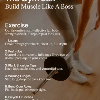 The Gym Edit⁠
⁠
An easy blueprint to getting stronger, fitter, and more consistent. A full-body circuit that hits everything in under 30 minutes, paired with smart supplementation and high-protein mea