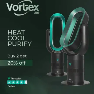 More fans, more chill. 💨 Buy 2 Vortex Air fans & get 20% OFF! Stay comfortable all year round with its 2 in 1 heating and cooling capability.