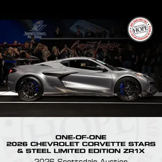 A Corvette that did more than just turn heads. This one-of-one 2026 @Chevrolet @Corvette Stars & Steel Limited Edition ZR1X sold for $2.6 million, with 100% of the hammer price benefiting the Tunnel t