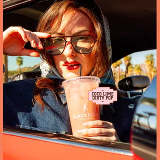 Serving main character energy with our NEW Coco Lime Dirty Pop 🥥✨

A Black Rock twist on a classic dirty soda. Crisp lime, creamy coconut, featuring Doctor Goodwin Olipop for that feel-good fizz. Avai
