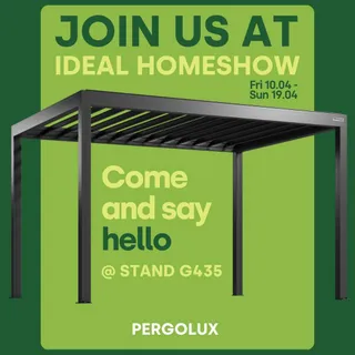 We're at the Ideal Home Show! 🏡 Come see our pergolas up close and chat with our experts. Find us at Olympia London, 10–19 April - Stand G435. 👋