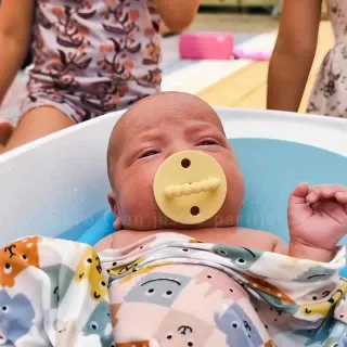 The Cutie PAT was designed to do more. It soothes in the early days and supports baby through teething. The soft round nipple calms like a traditional pacifier, while the built-in teether and handle h