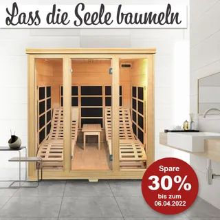 Bis zum 6. April sparst Du bei unserem Wochenknaller 1200 € und erhälst Deine ganz eigene Infrarotkabine "Billund" mit Dual-Technologie für eine entspannte Auszeit! 🤗

Vergiss Deinen Alltag, entspanne