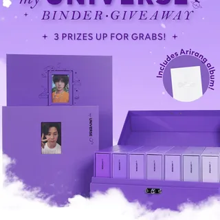 💜 ULTBIAS myUNIVERSE Binder Giveaway - OPEN WORLDWIDE 🌎

To celebrate the release of BTS The 5th Album ‘ARIRANG’ we’re giving THREE lucky collectors the chance to each score a prize which includes a p