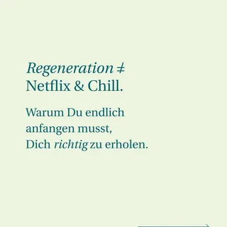 Wenn wir über Regeneration sprechen, denken viele zuerst an eines:

Schlafen. 😴 
Pause machen. 💁🏼‍♀️
Auf dem Sofa liegen. 🛋️ 

Und ja – Erholung beginnt genau dort.

Aber biologisch passiert in dieser