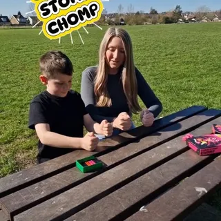 ad.  If you are sick of hearing "mum I'm bored" then you need this mum bag essential!

Stomp Stomp Chomp! Is a really fun and high speed game, perfect for feral kids who don't like sitting still for t