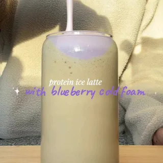 Ad | just a girl making her iced latte high protein 🫐☁️

using @theorganicproteinco Real Coffee Protein, organic, additive-free and 18.78g protein per serving.

we love a clean girl coffee moment 🤍

#