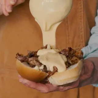 This recipe by Made In customers and forthcoming cookbook authors at La Copine Claire Wadsworth and Nikki Hill puts to bed the age old debate between provolone and Cheez Whiz with a unique twist on a 