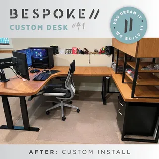 Bespoke Cherry L-Desk with matching storage!