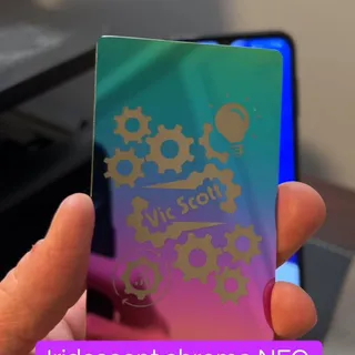 You've seen the black and white metal cards, but what about the colors in between? This iridescent chrome NFC business card will blow your mind. Only from #taptag. Click the link in our bio to order y