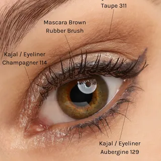 Warme Brauntöne sorgen für einen weichen, eleganten Look, der den Blick sanft betont. ✨

So gelingt das Augen-Make-up:
✨ Eyeshadow Taupe 311 sanft auf das bewegliche Lid und in die Lidfalte verblenden