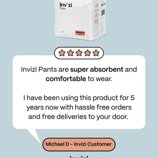 Real customer review 💬
Michael has been using Invizi Pants for 5 years. ⭐
Thanks for the review Michael - we’re so glad Invizi can support you.

#invizi #incontinencesupport #Customerreview #invizipan
