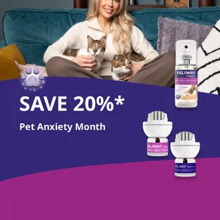 It’s Pet Anxiety Awareness Month 💜🐱 and to mark the occasion, we’re offering 20% off selected FELIWAY products for a limited time.⁣
⁣
As part of raising awareness this month - alongside Faye Winter - 