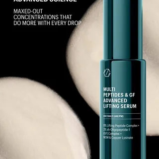 The overachiever in your routine.

Discover the Multi Peptides & Growth Factor Advanced Lifting Serum. Powered by a 9% Lifting Peptide Complex, 3% sh-Oligopeptide-1 (GF) Complex, and MSM, this ultra-c